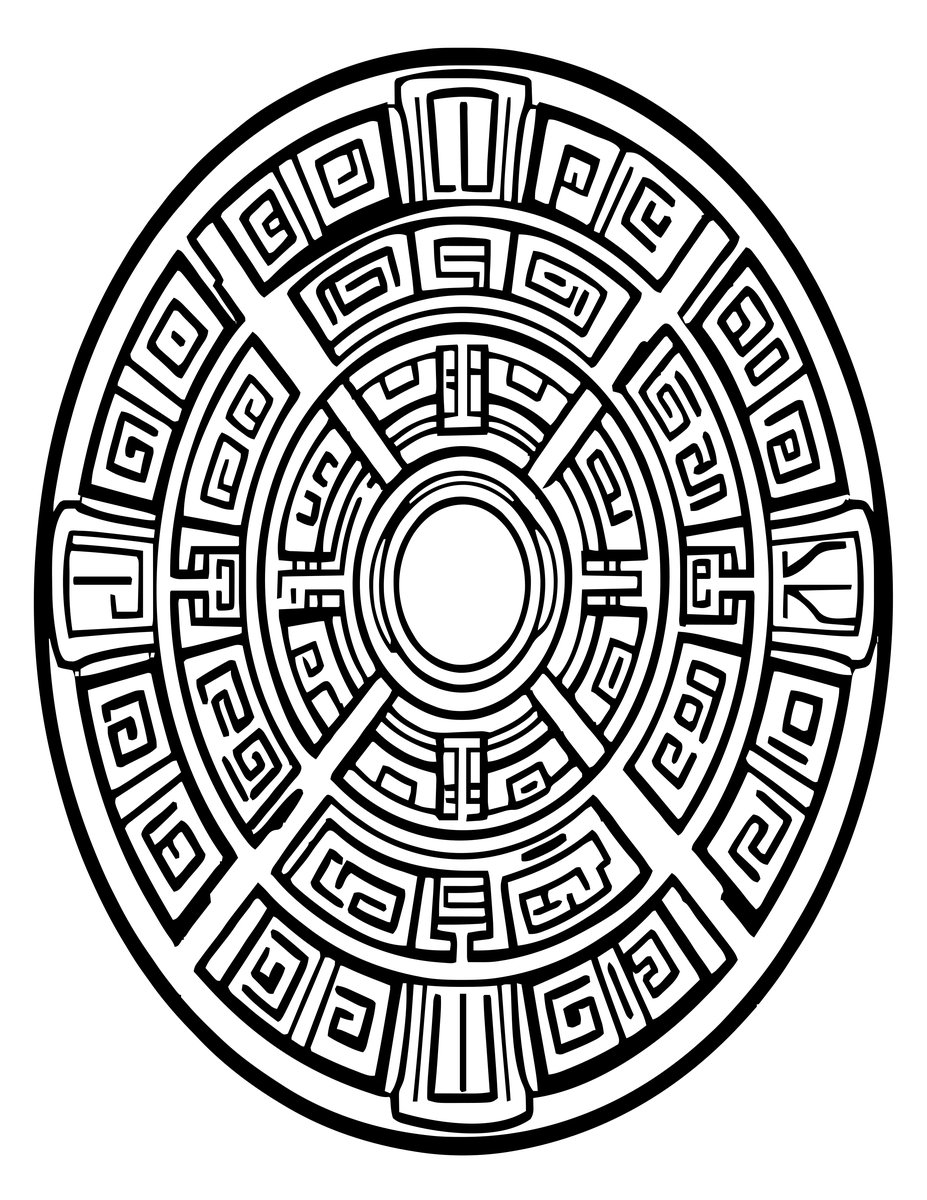 Mayan Calendar Stone - free printable coloring page