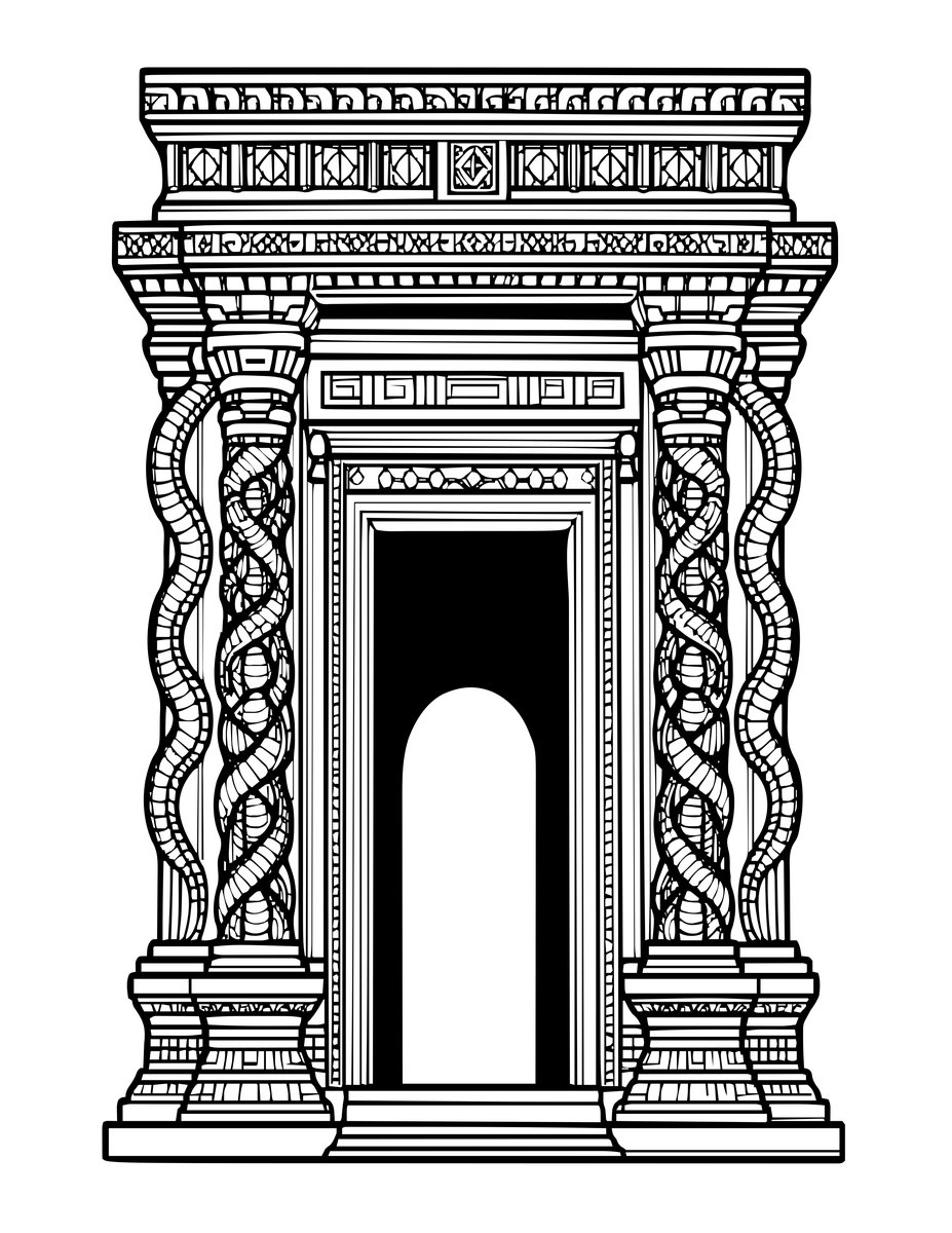 Mayan Temple Doorway - free printable coloring page
