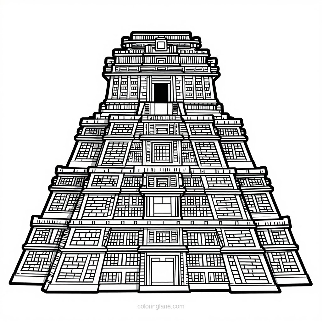 Palenque Palace - free printable coloring page