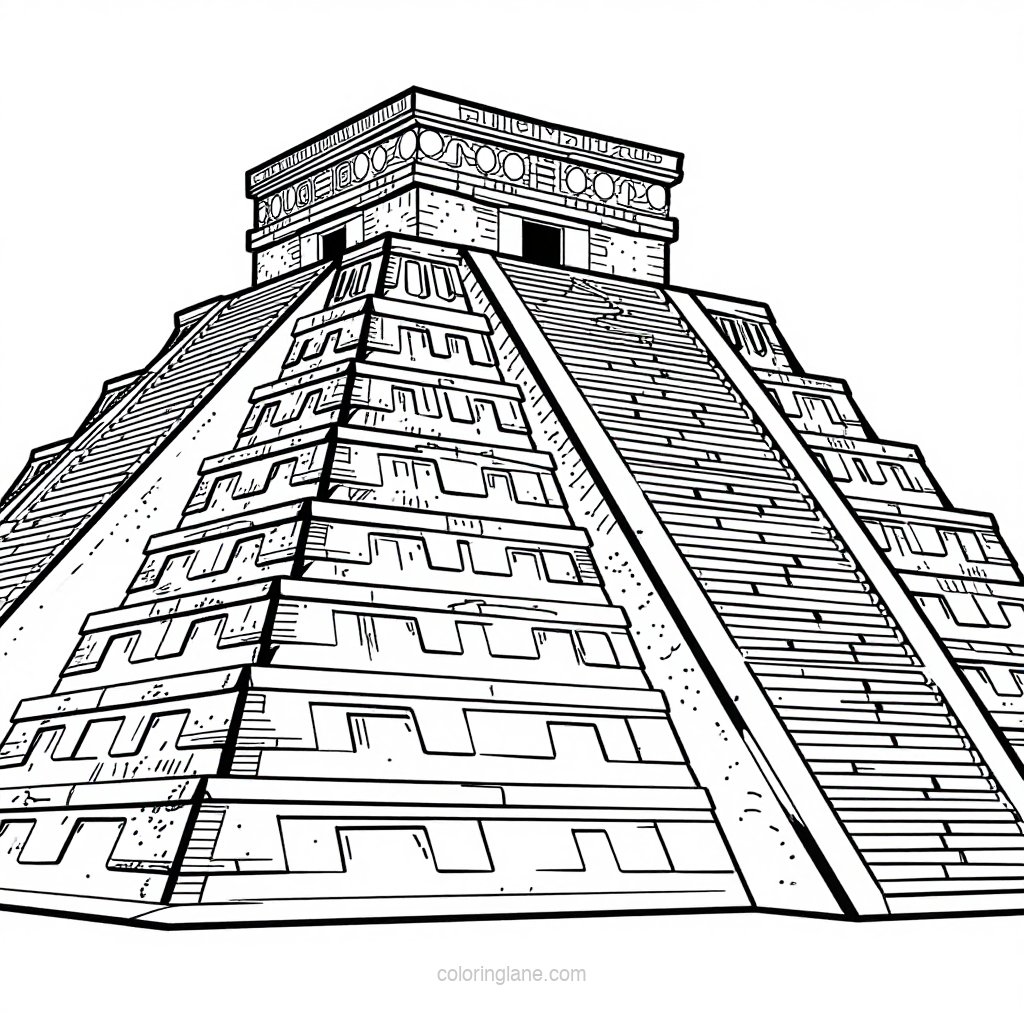 Temple Staircase - free printable coloring page