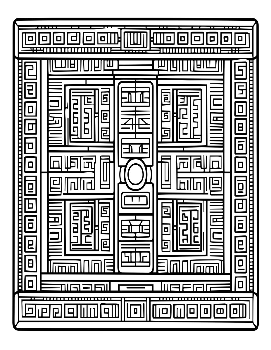 Temple Relief Carvings - free printable coloring page