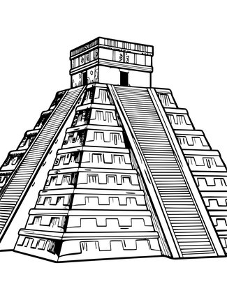 Chichen Itza - Free printable coloring page