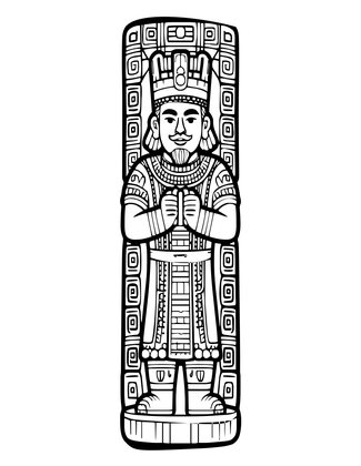 Copan Stelae - Free printable coloring page