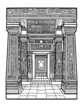 Bonampak Murals - Free printable coloring page