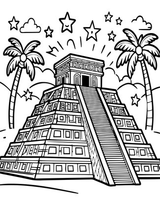 Pyramid at Night - Free printable coloring page
