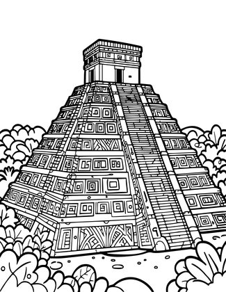 Coba Temple Top - Free printable coloring page