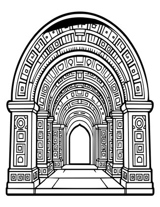 Mayan Corbel Vault - Free printable coloring page