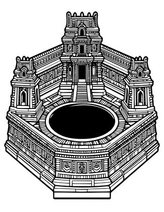 Mayan Temple Pool - Free printable coloring page