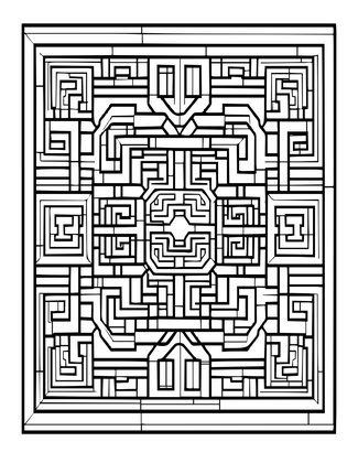 Puuc Style Frieze - Free printable coloring page