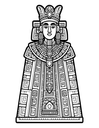 Mayan King Relief - Free printable coloring page