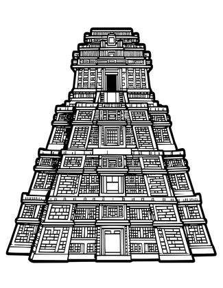 Palenque Palace - Free printable coloring page