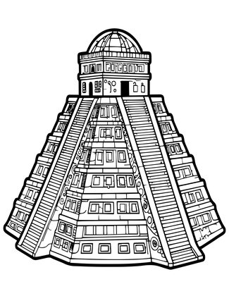 Caracol Observatory - Free printable coloring page
