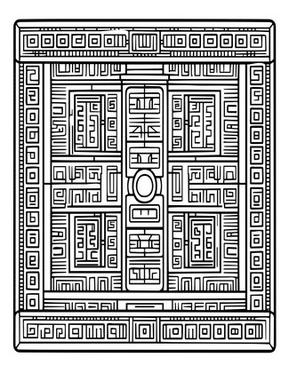 Temple Relief Carvings - Free printable coloring page
