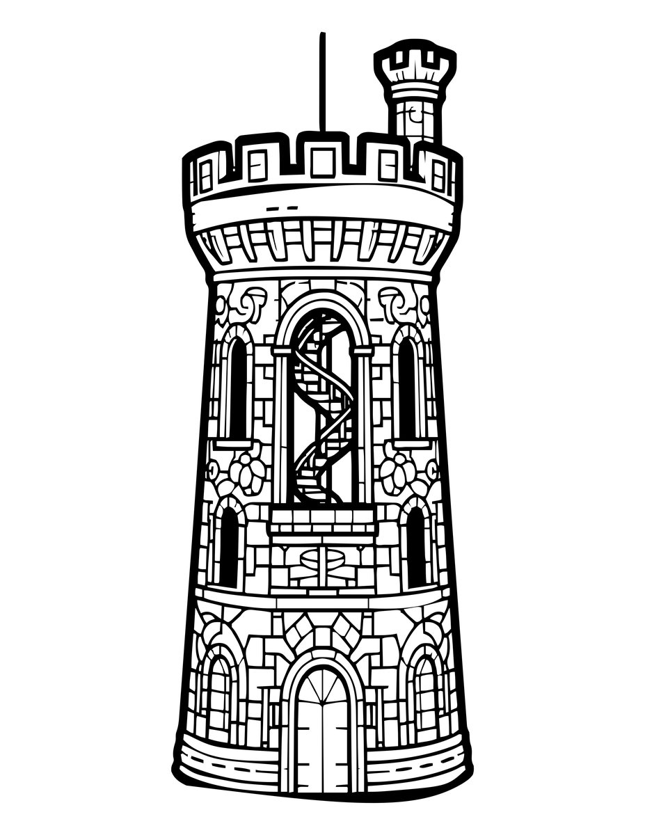 Castle Tower - free printable coloring page