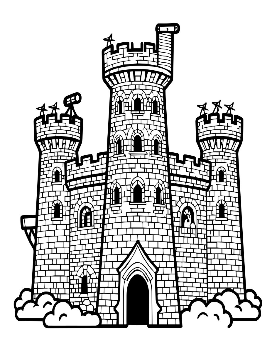 Castle Siege - free printable coloring page