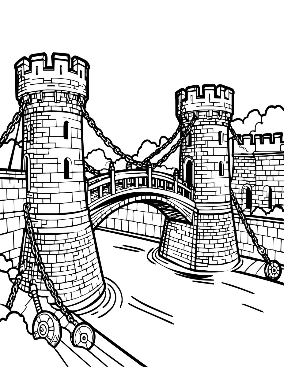 Drawbridge - free printable coloring page