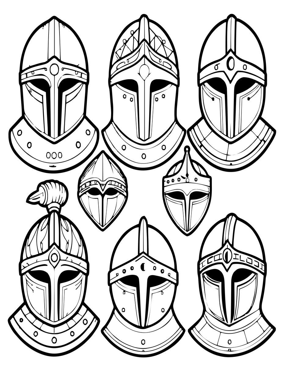 Helmet Collection - free printable coloring page