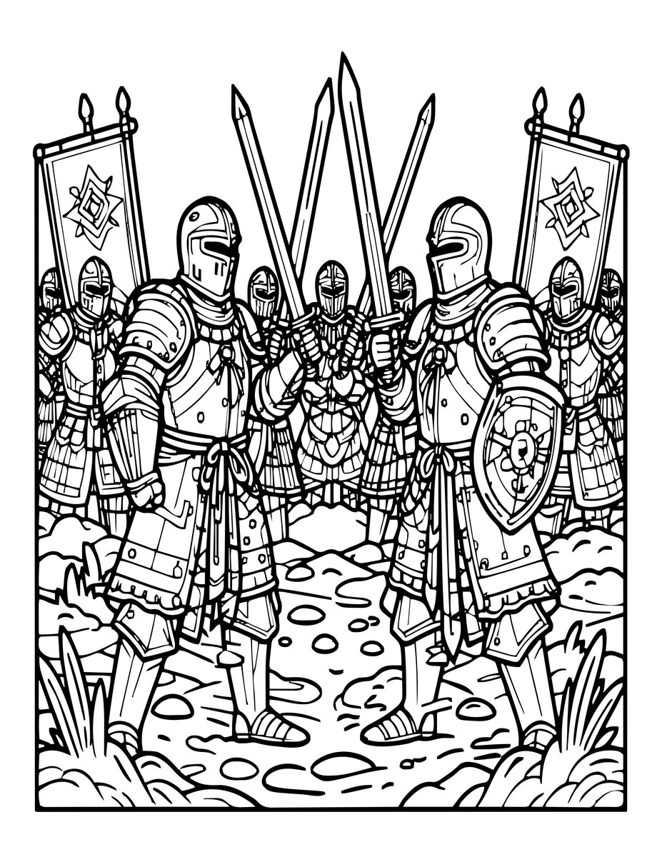Battle Scene - free printable coloring page
