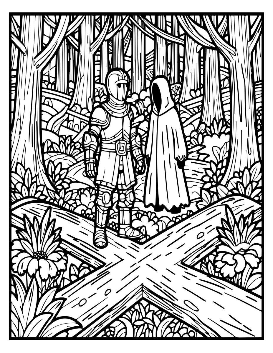 Knight's Quest - free printable coloring page