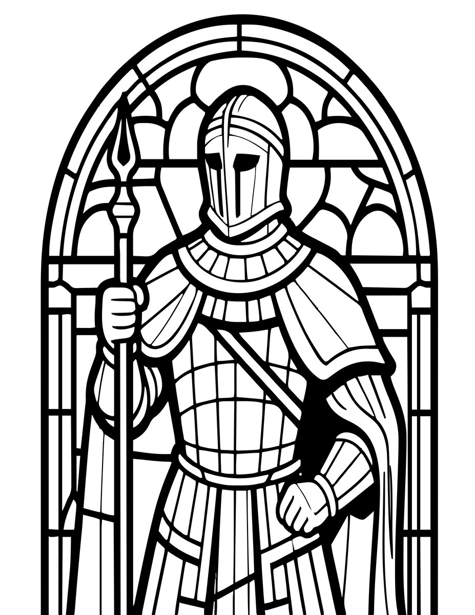 Stained Glass Knight - free printable coloring page