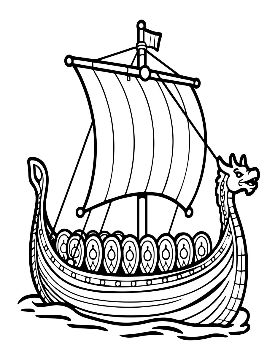 Medieval Ship - free printable coloring page