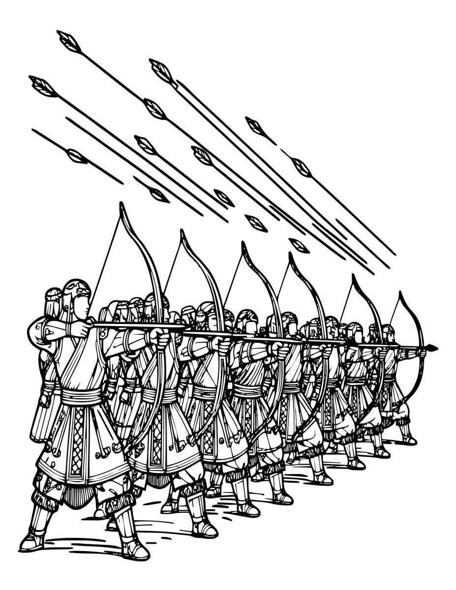 Archer Volley - free printable coloring page