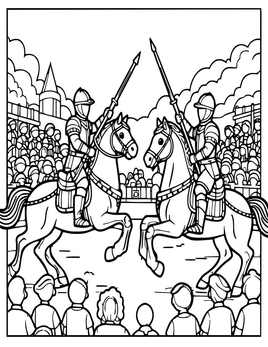 Jousting Tournament - free printable coloring page