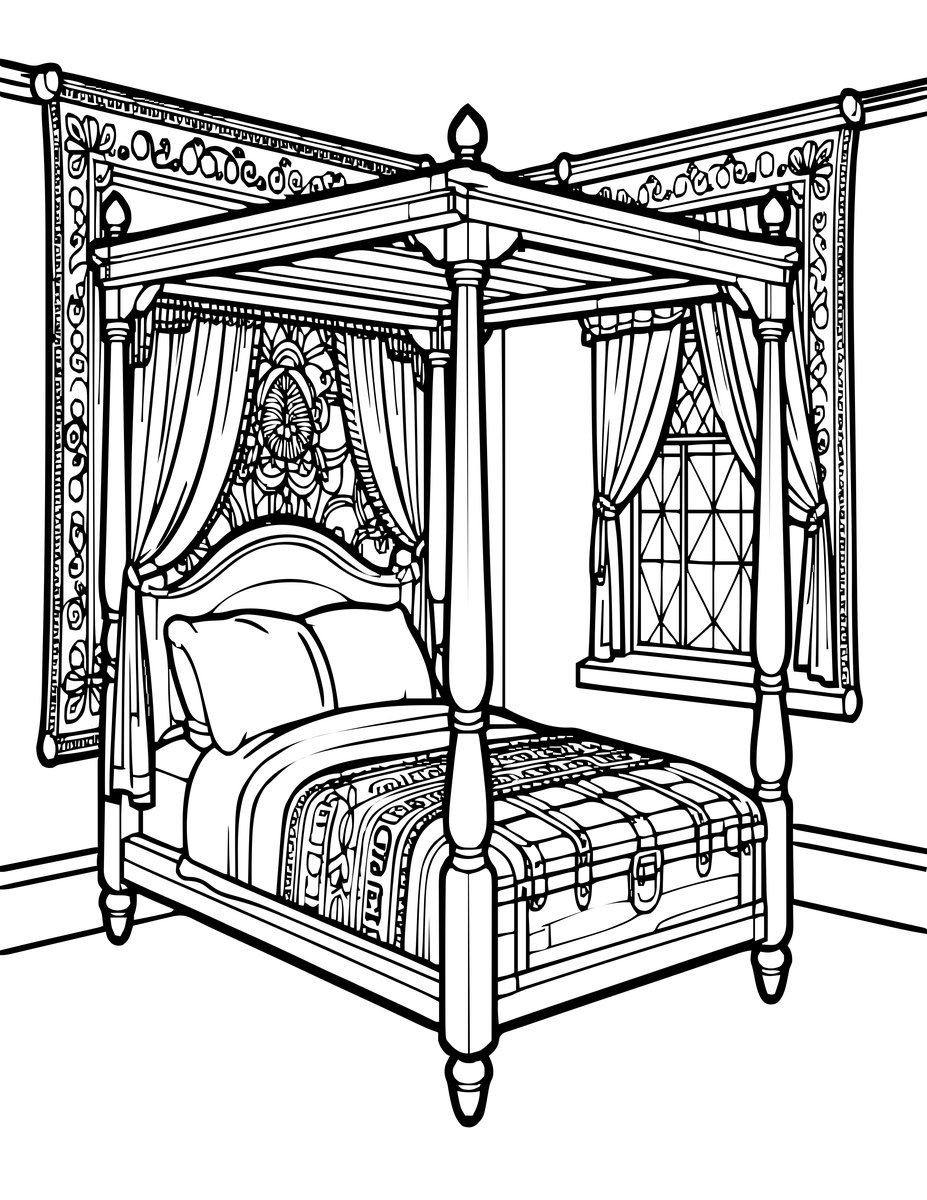Castle Interior - free printable coloring page