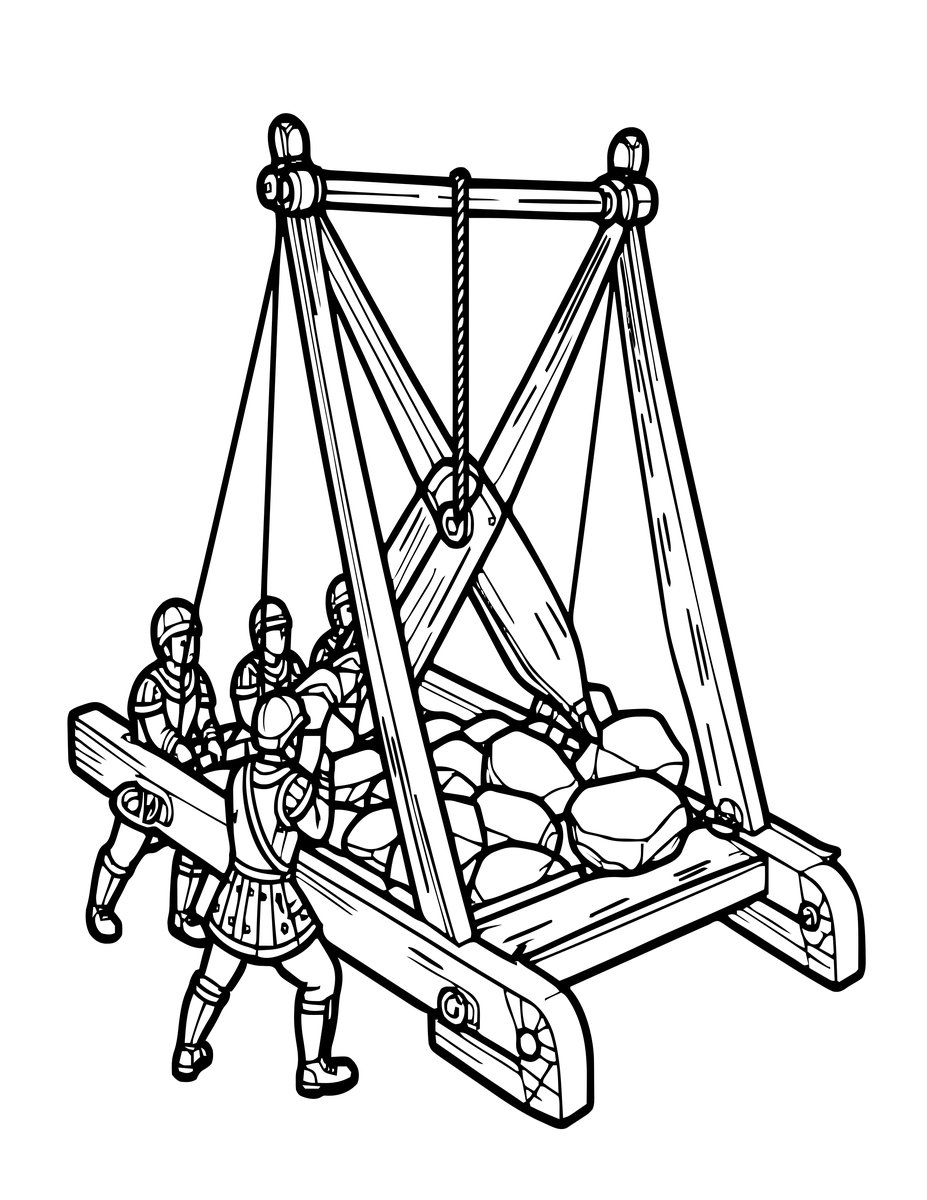 Catapult - free printable coloring page