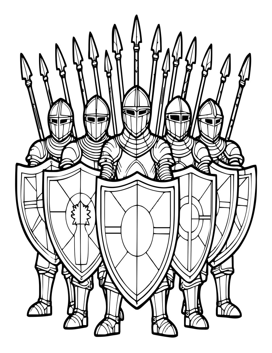Shield Wall - free printable coloring page