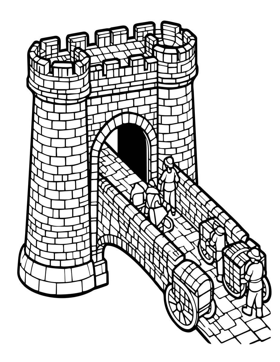 Medieval Bridge - free printable coloring page