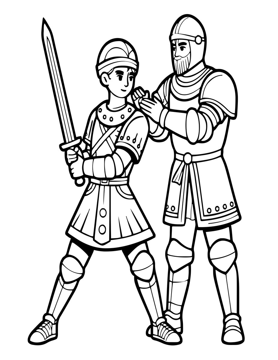 Squire's Training - free printable coloring page