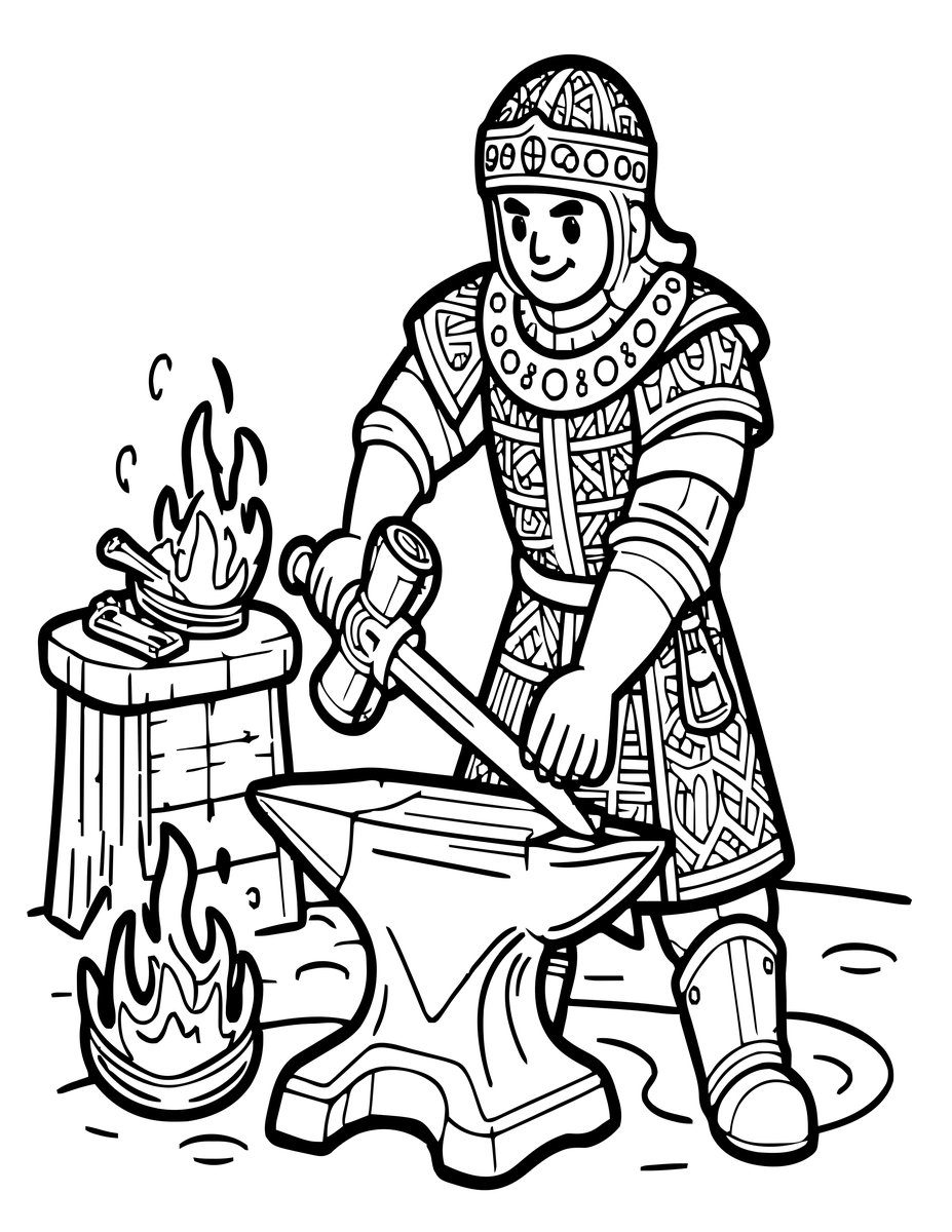 Blacksmith Forge - free printable coloring page
