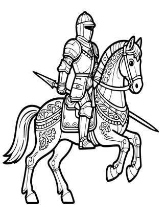 Knight on Horseback - Free printable coloring page