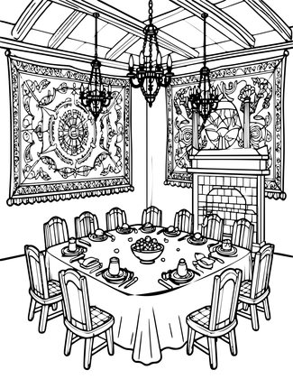 Great Hall - Free printable coloring page