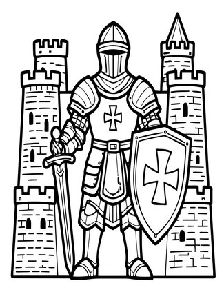 Crusader Knight - Free printable coloring page