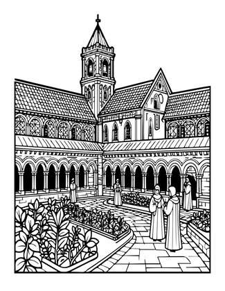 Monastery - Free printable coloring page