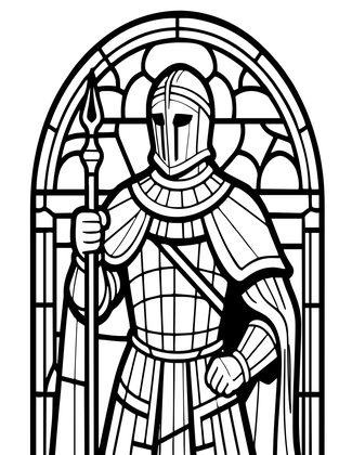 Stained Glass Knight - Free printable coloring page