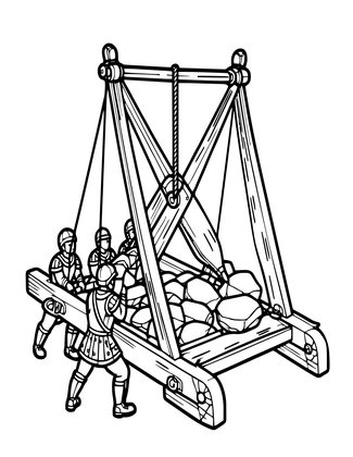 Catapult - Free printable coloring page