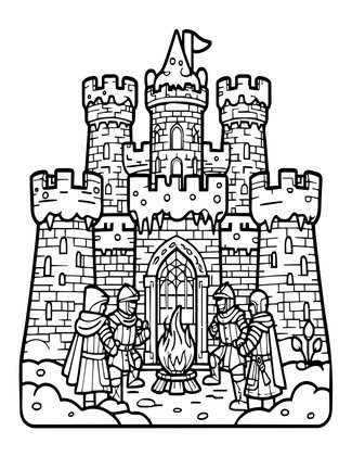 Castle Under Snow - Free printable coloring page