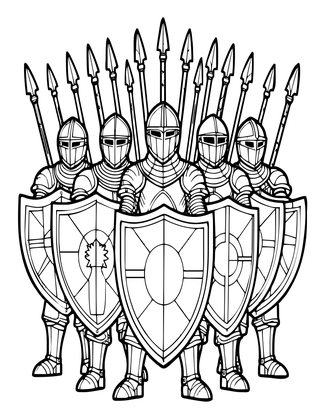 Shield Wall - Free printable coloring page