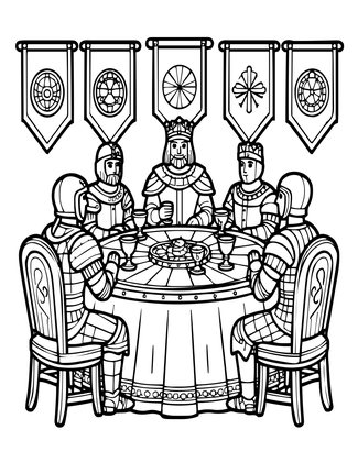 Round Table - Free printable coloring page