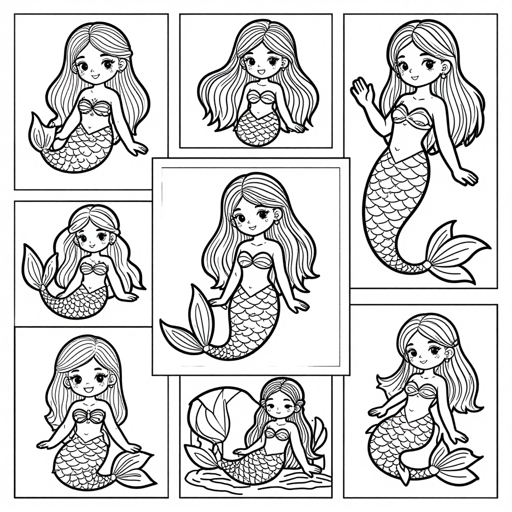 Mermaids coloring pages collection - 30 free printable pages
