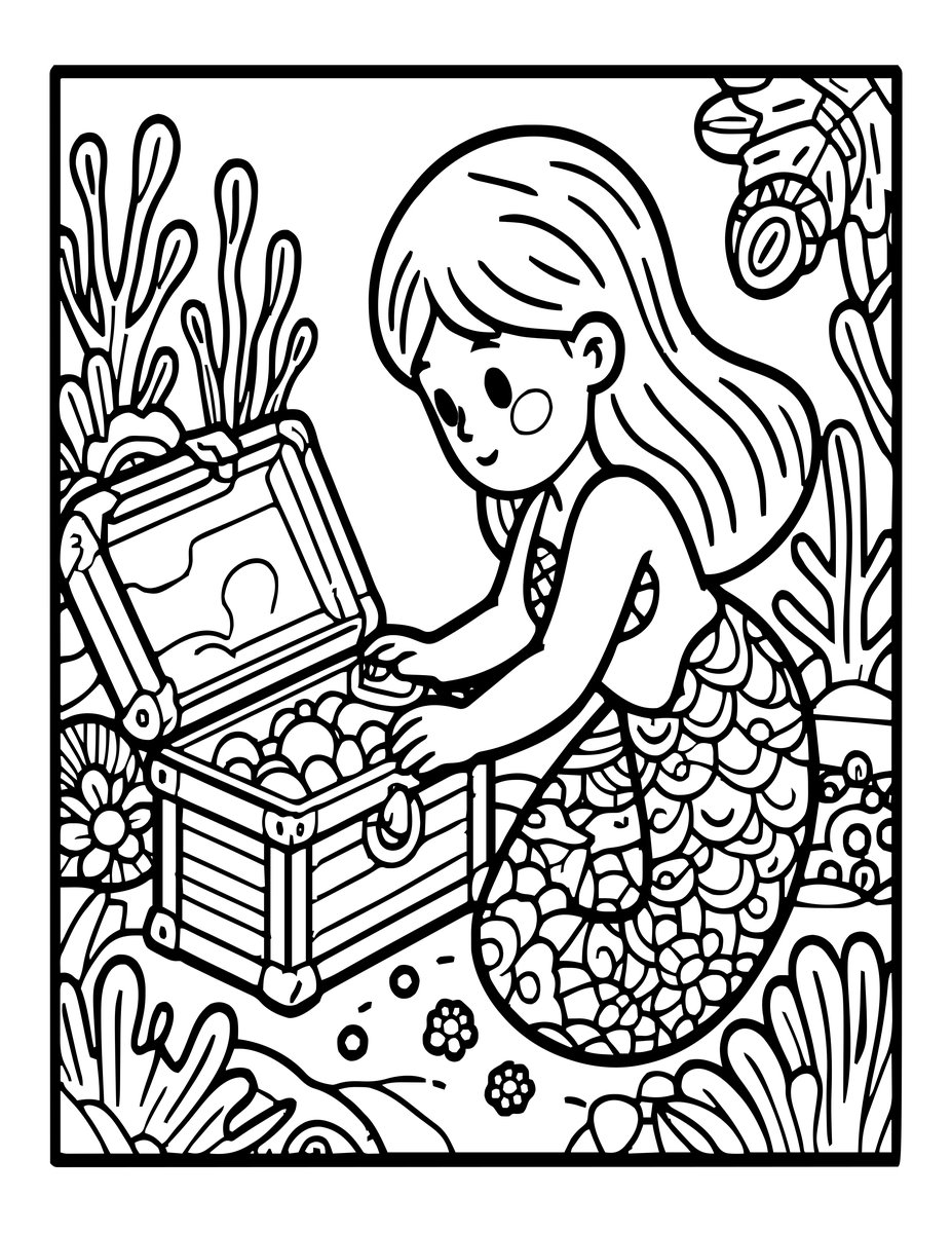 Young Mermaid - free printable coloring page