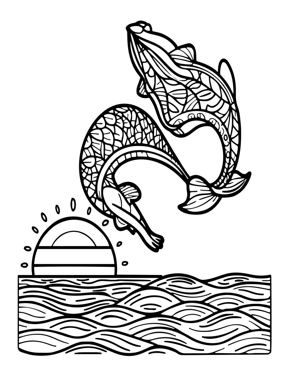 Leaping Mermaid - free printable coloring page
