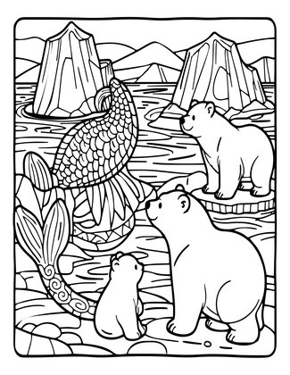 Arctic Mermaid - Free printable coloring page