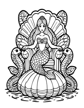 Mermaid Queen - Free printable coloring page
