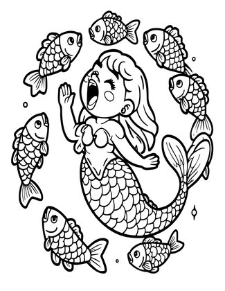 Singing Mermaid - Free printable coloring page