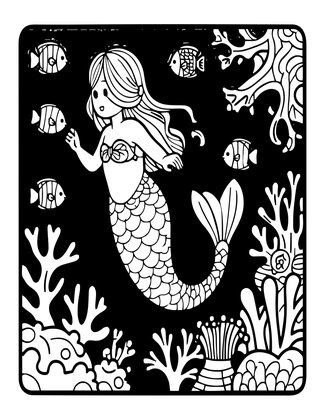 Mermaid Underwater - Free printable coloring page