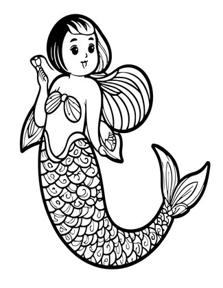 Japanese Ningyo - Free printable coloring page